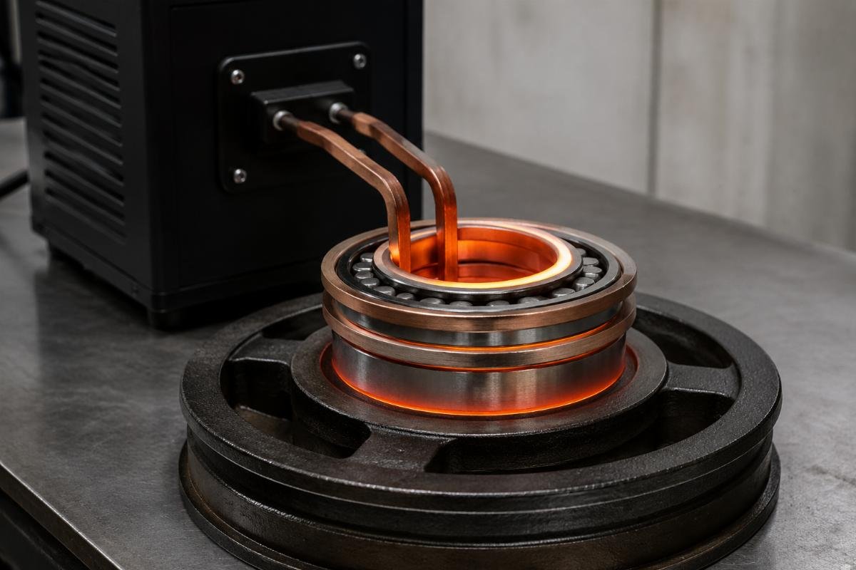 Induction heating coil applied to bearing inner ring for removal